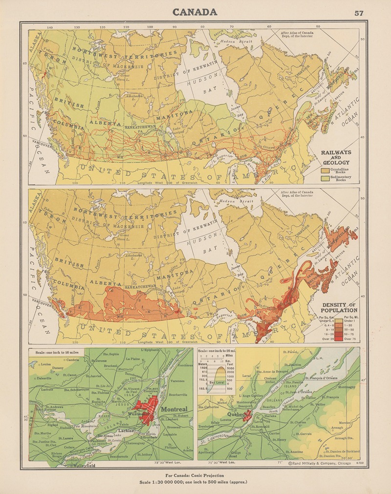John Paul Goode - Canada; Railways and Geology, Density of Population