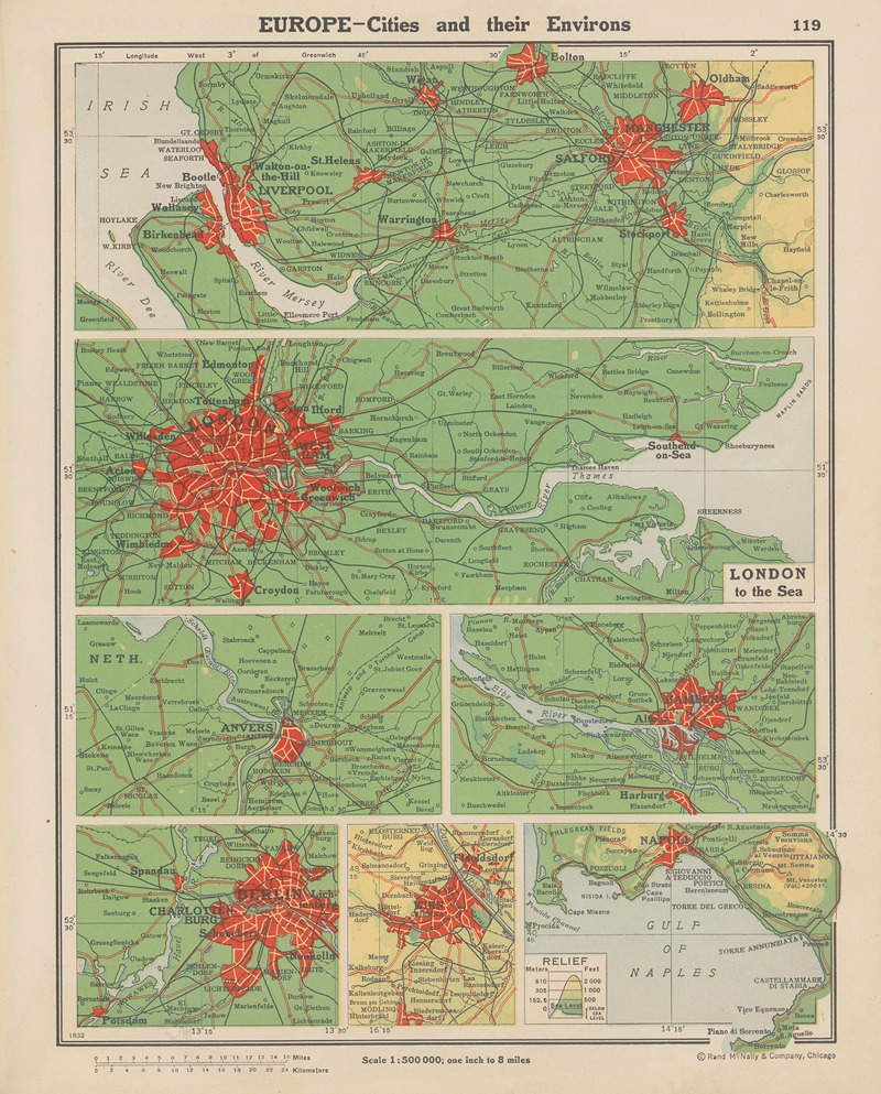 John Paul Goode - Europe—Cities and Their Environs