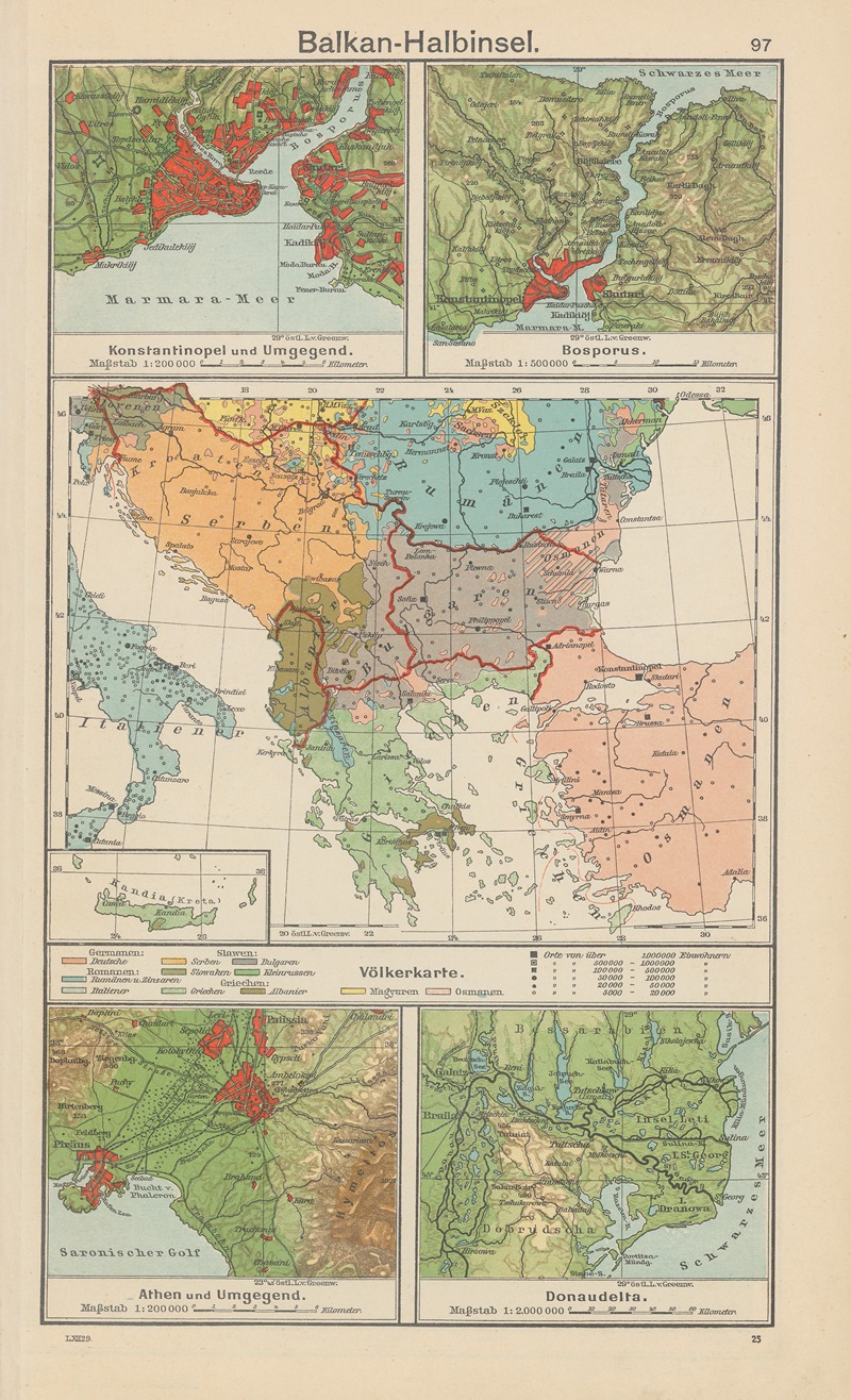 Carl Diercke - Balkan-Halbinsel; Völkerkarte