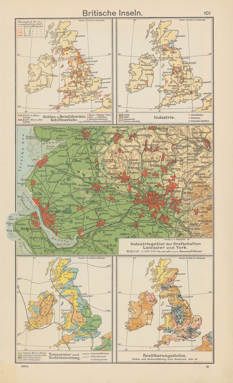 Carl Diercke - Britische‎ ‎Inseln; Industriegebiet‎ ‎der‎ ‎Grafschaften‎ ‎Lancaster‎ ‎und‎ ‎York