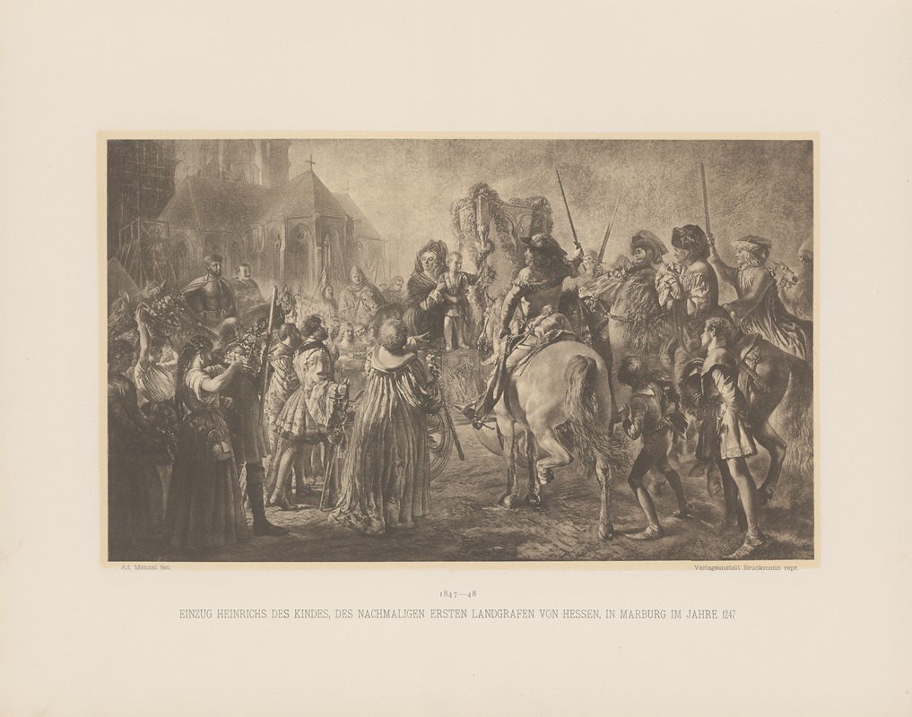 Adolph von Menzel - Einzug Heinrichs des Kindes, des nachmaligen ersten Landgrafen von Hessen, in Marburg im Jahre 1247, 1847