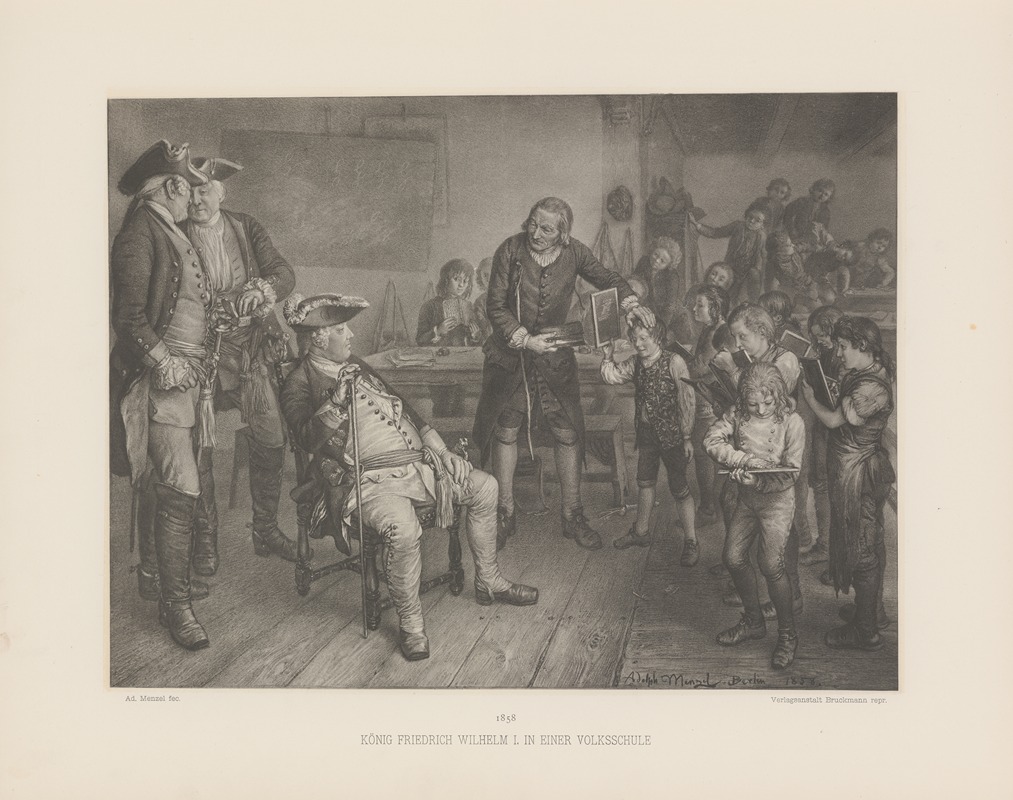 Adolph von Menzel - König‎ ‎Friedrich‎ ‎Wilhelm‎ ‎I.‎ ‎in‎ ‎einer‎ ‎Volksschule
