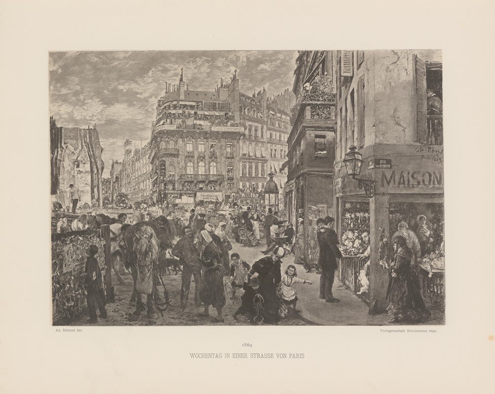 Adolph von Menzel - Wochentag in einer Strasse von Paris