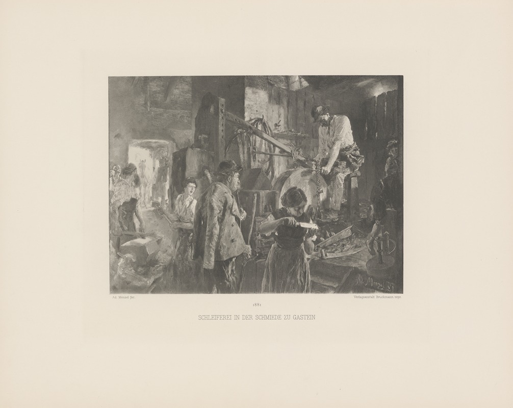 Adolph von Menzel - Schleiferei in der Schmiede zu Gastein