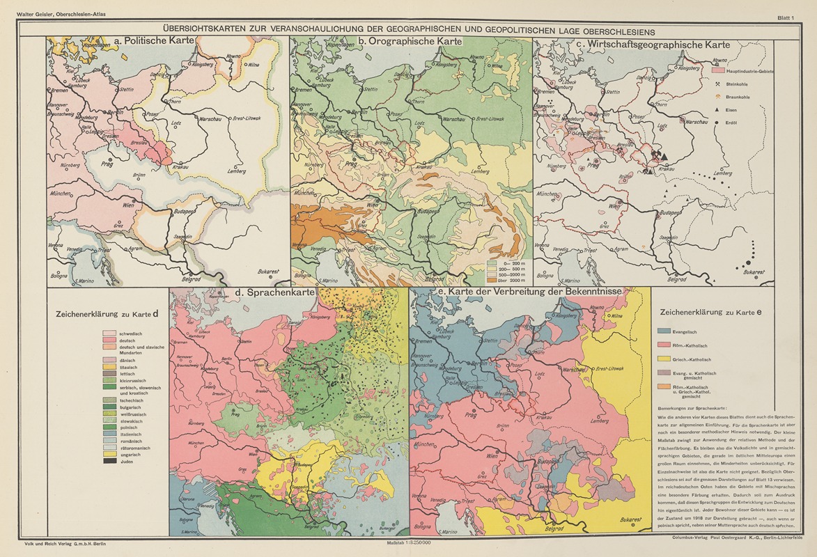 Volk und Reich Verlag - Ubersichtskarte‎ ‎zur‎ ‎Veranschaulichung‎ ‎der geographischen‎ ‎und‎ ‎politischen‎ ‎Lagę‎ ‎Oberschlesiens‎