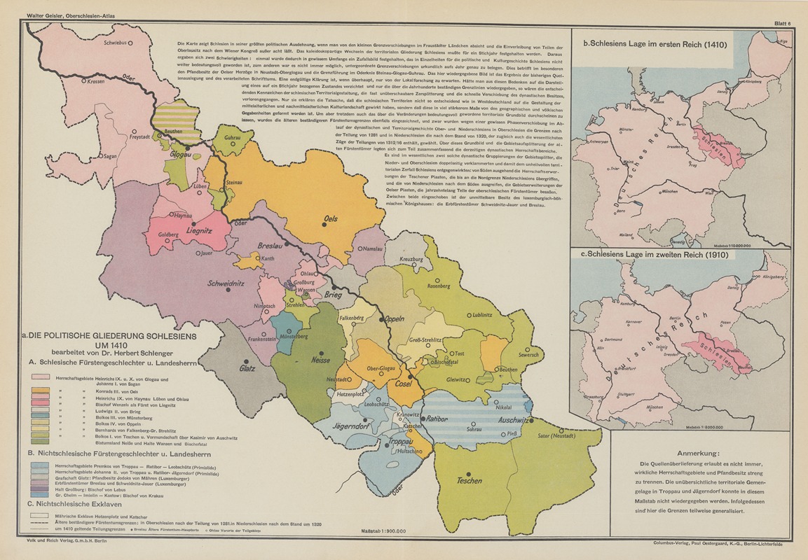 Volk und Reich Verlag - Die‎ ‎politische‎ ‎Gliederung‎ ‎Schlesiens‎ ‎um