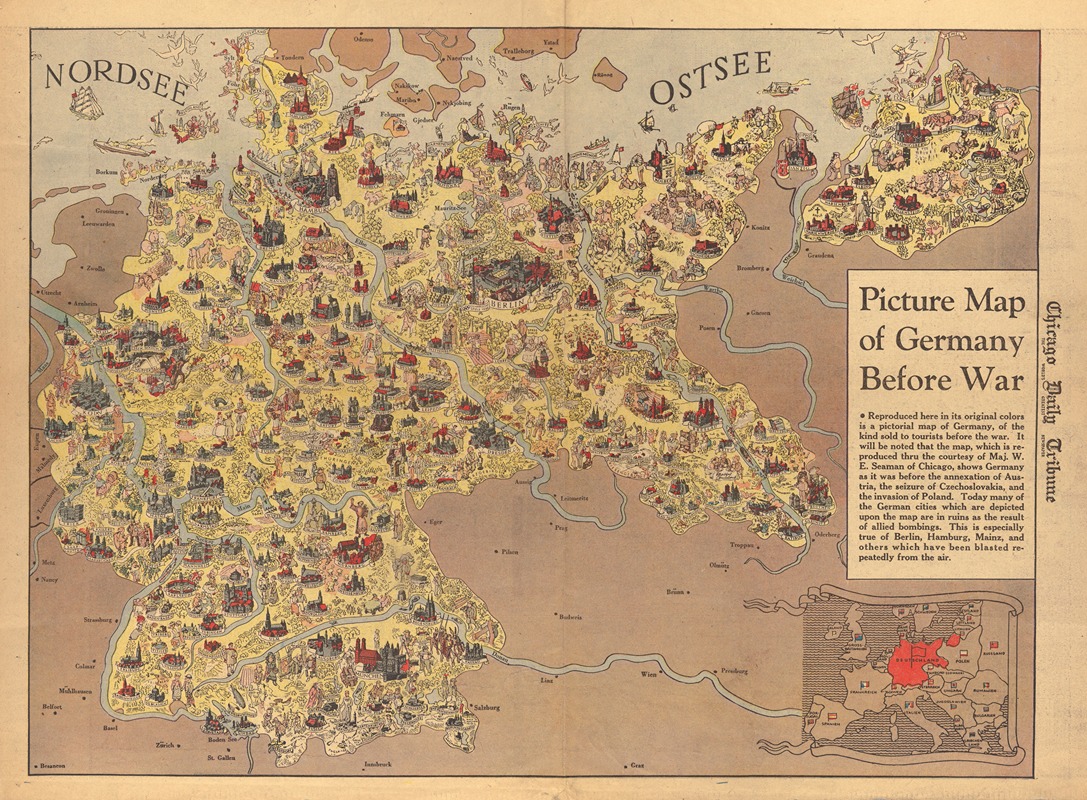 Picture Map of Germany Before the War - Artvee
