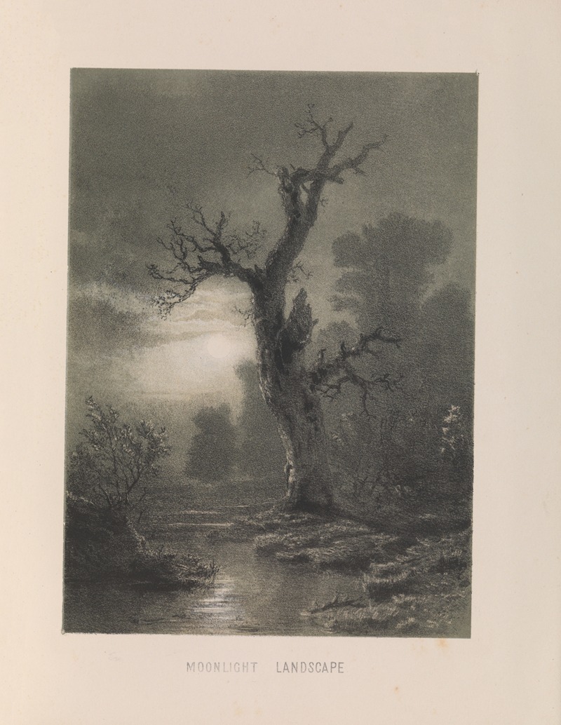 Moonlight Landscape – After a sketch by Achenbach - Artvee